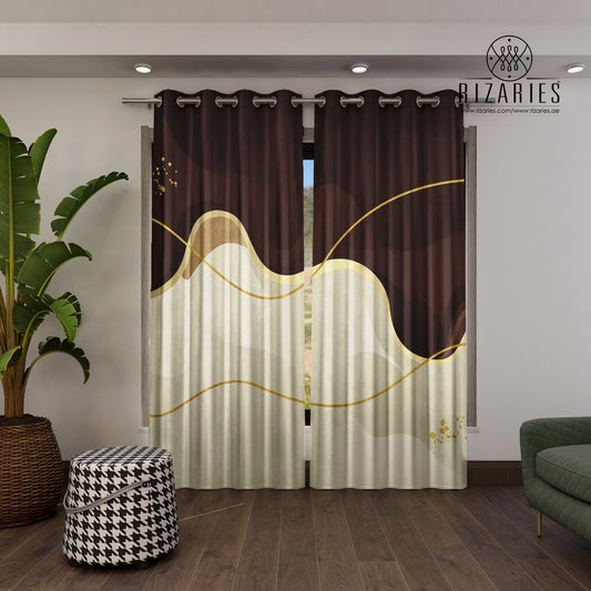 Coffee Cream Wavy Curtains