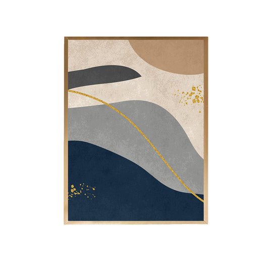 Navy Beige Wavy Canvas Painting