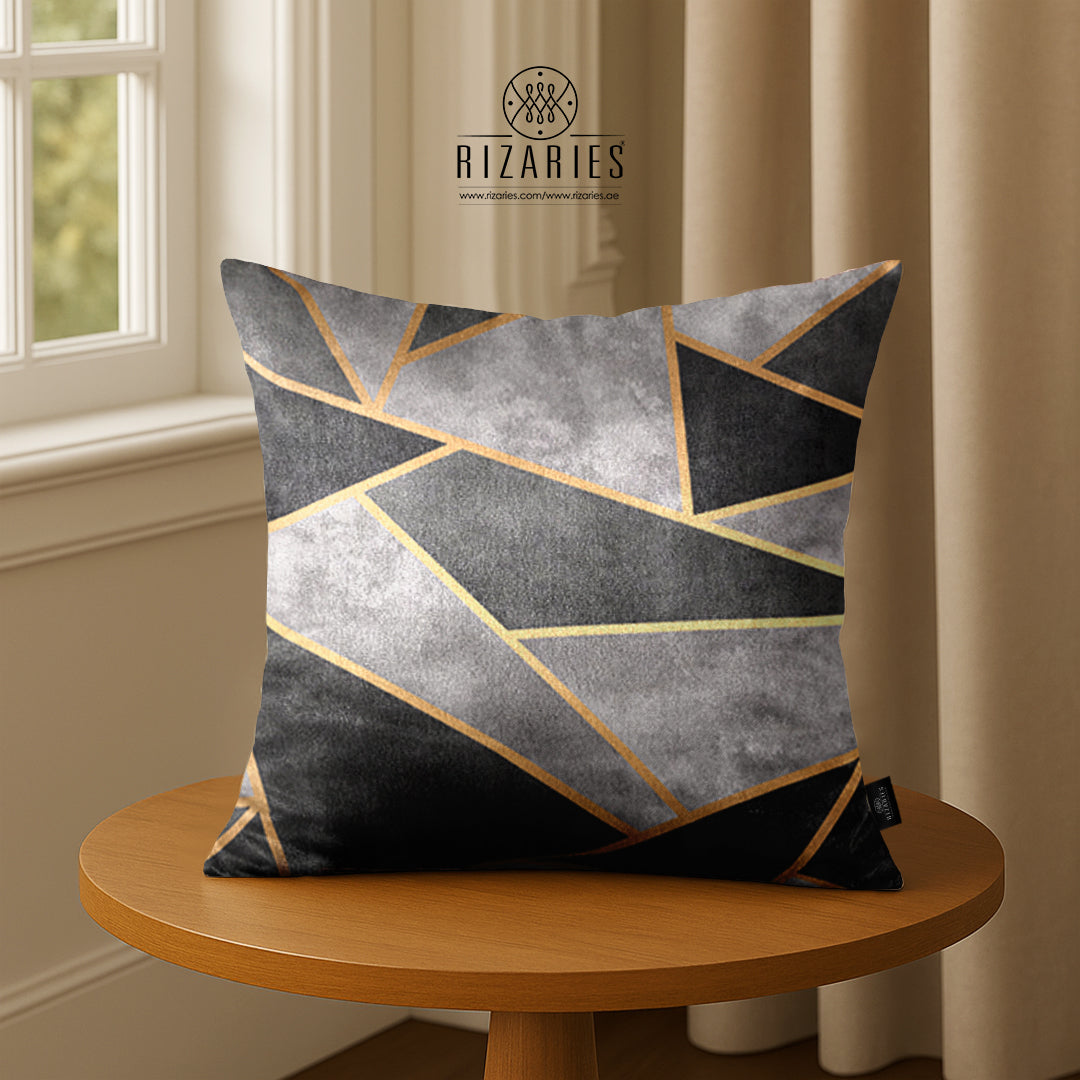 SuperSoft Grey Gold Triangle Throw Pillow