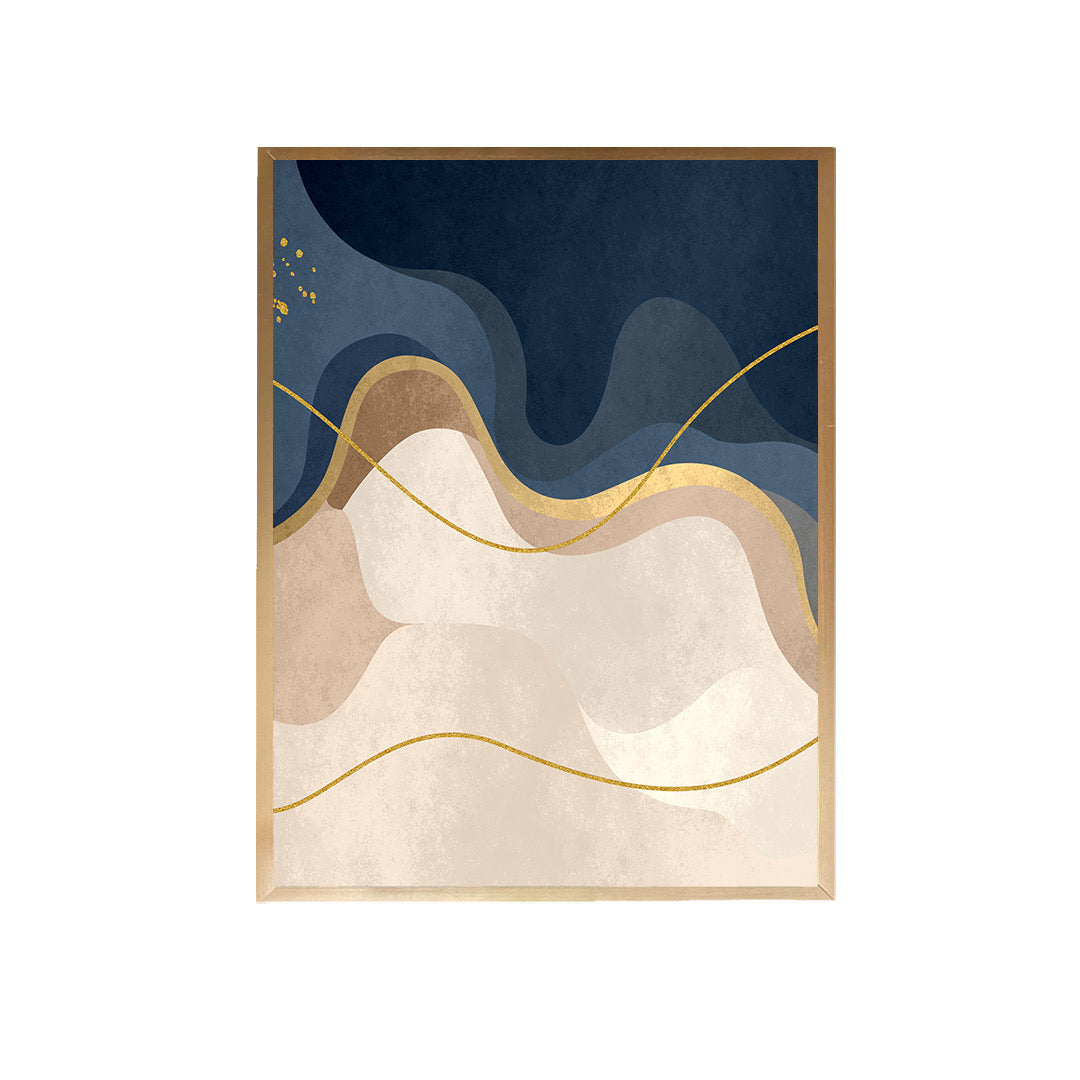 Navy Wavy Canvas Painting