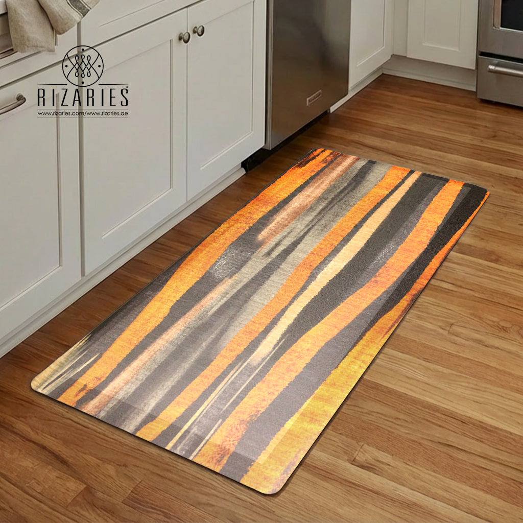 Yellow Abstract Printed Kitchen Mat