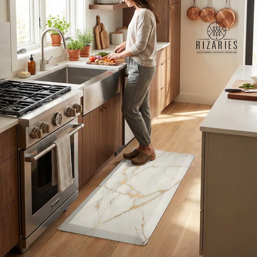 White Marble Kitchen Mat