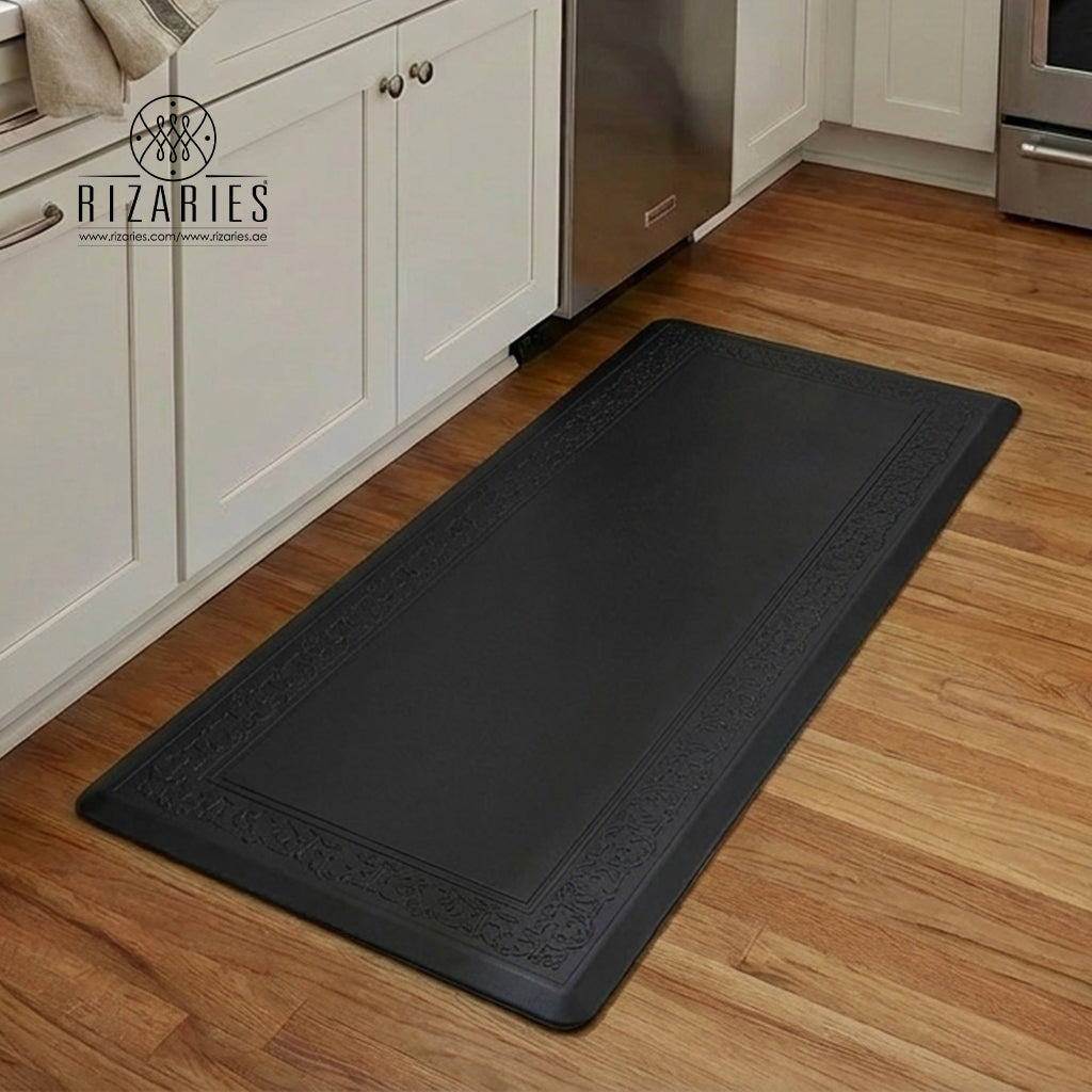 Black Border Embossed Kitchen Mat
