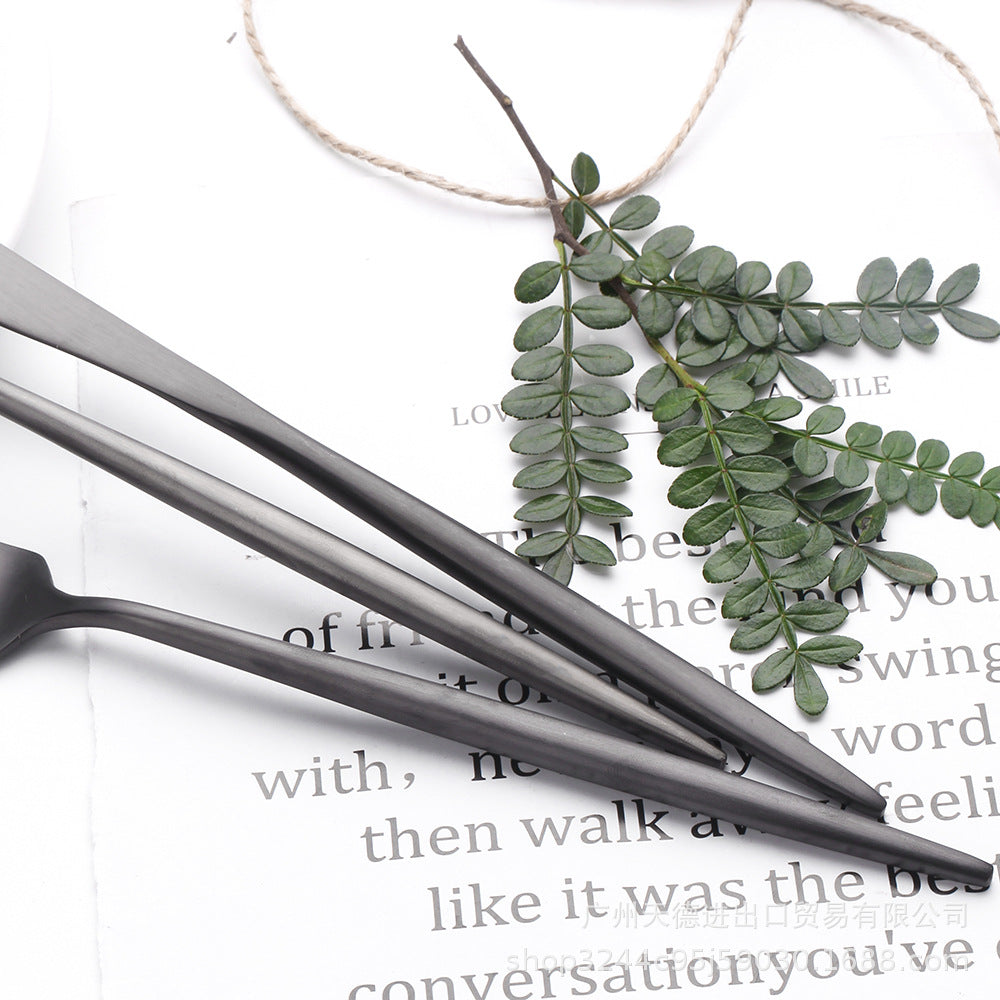 Silver Black Cutlery Set