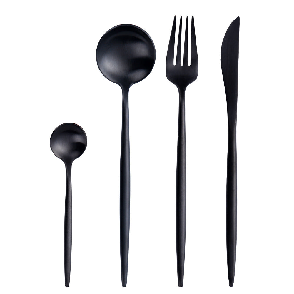 Silver Black Cutlery Set