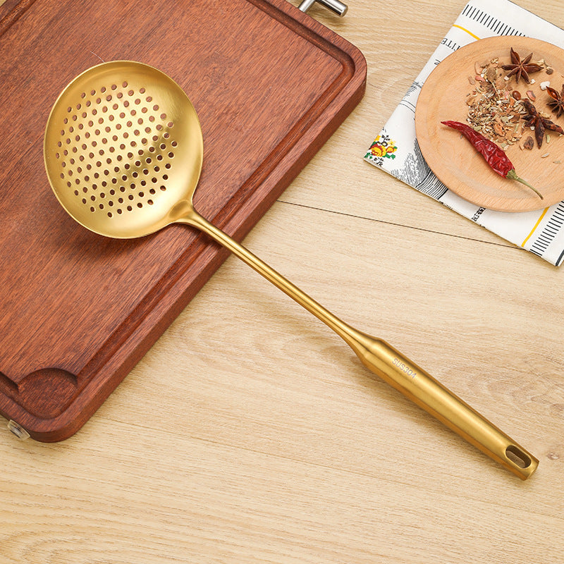 Gold Utensil Set with Stand (6 Pieces Set)