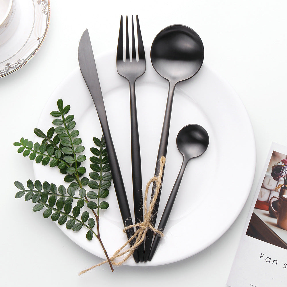 Silver Black Cutlery Set