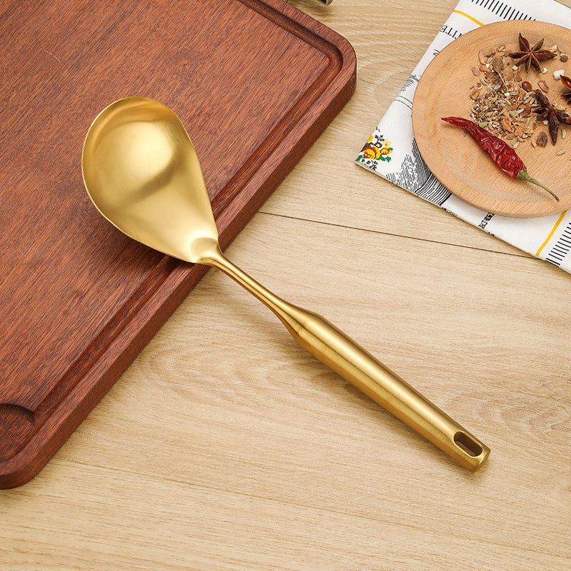 Gold Utensil Set with Stand (6 Pieces Set)