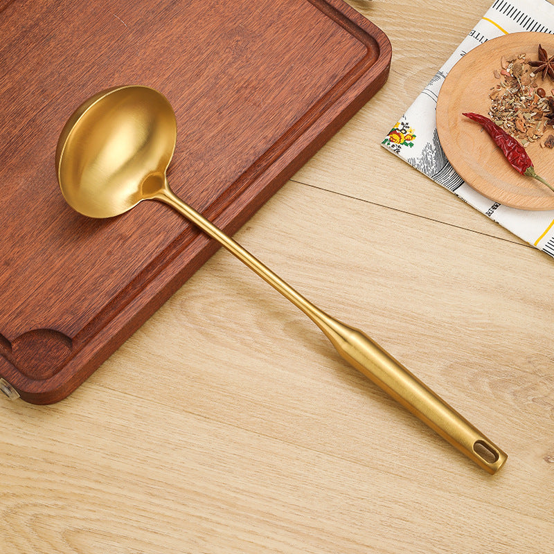 Gold Utensil Set with Stand (6 Pieces Set)