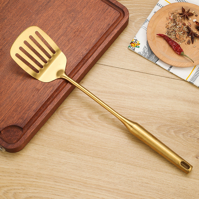Gold Utensil Set with Stand (6 Pieces Set)