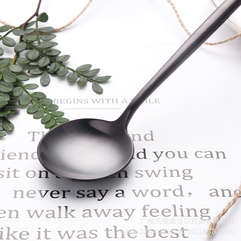 Silver Black Cutlery Set