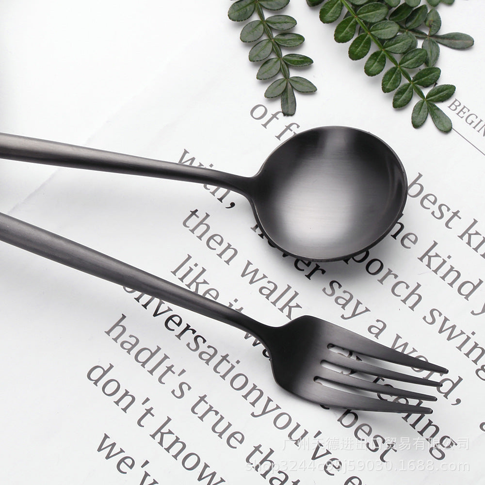 Silver Black Cutlery Set