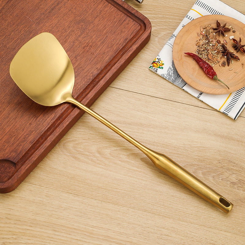 Gold Utensil Set with Stand (6 Pieces Set)