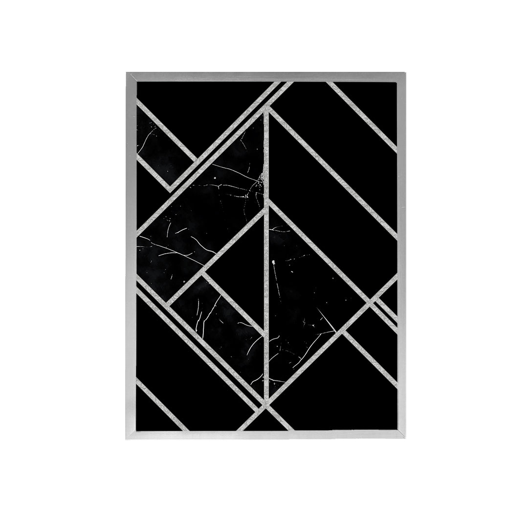 Black Silver Geometric Canvas Painting