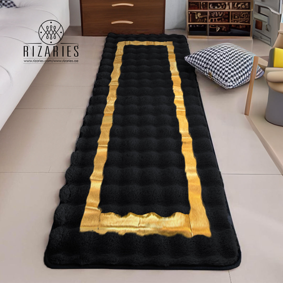 SuperSoft Box Style Fur with Gold Runner Rug