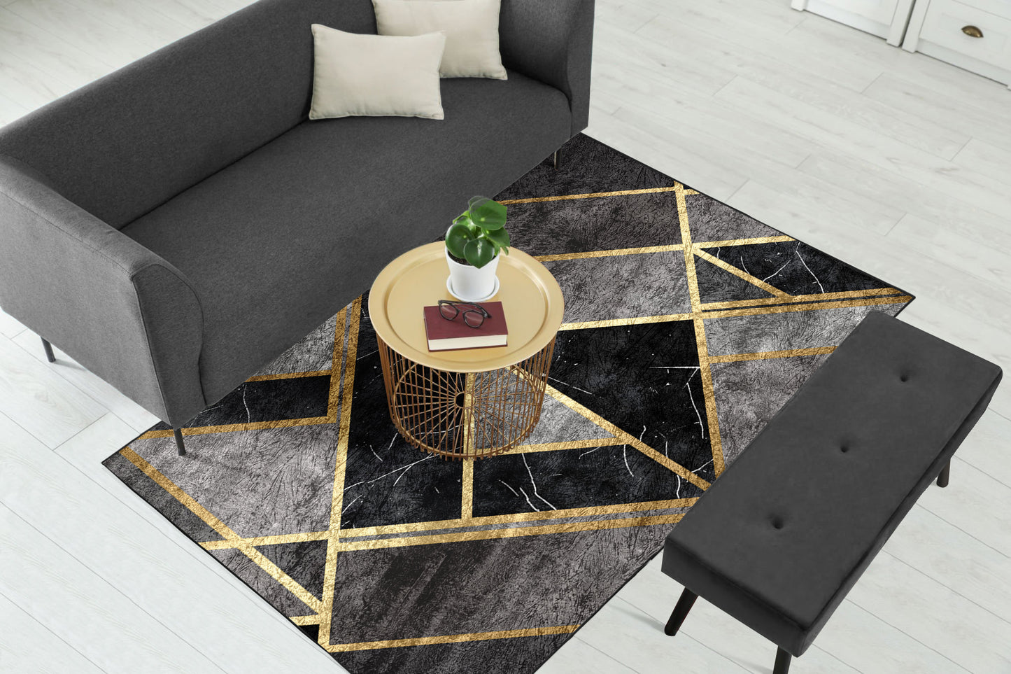 Grey Geometric Centerpiece (Rug)