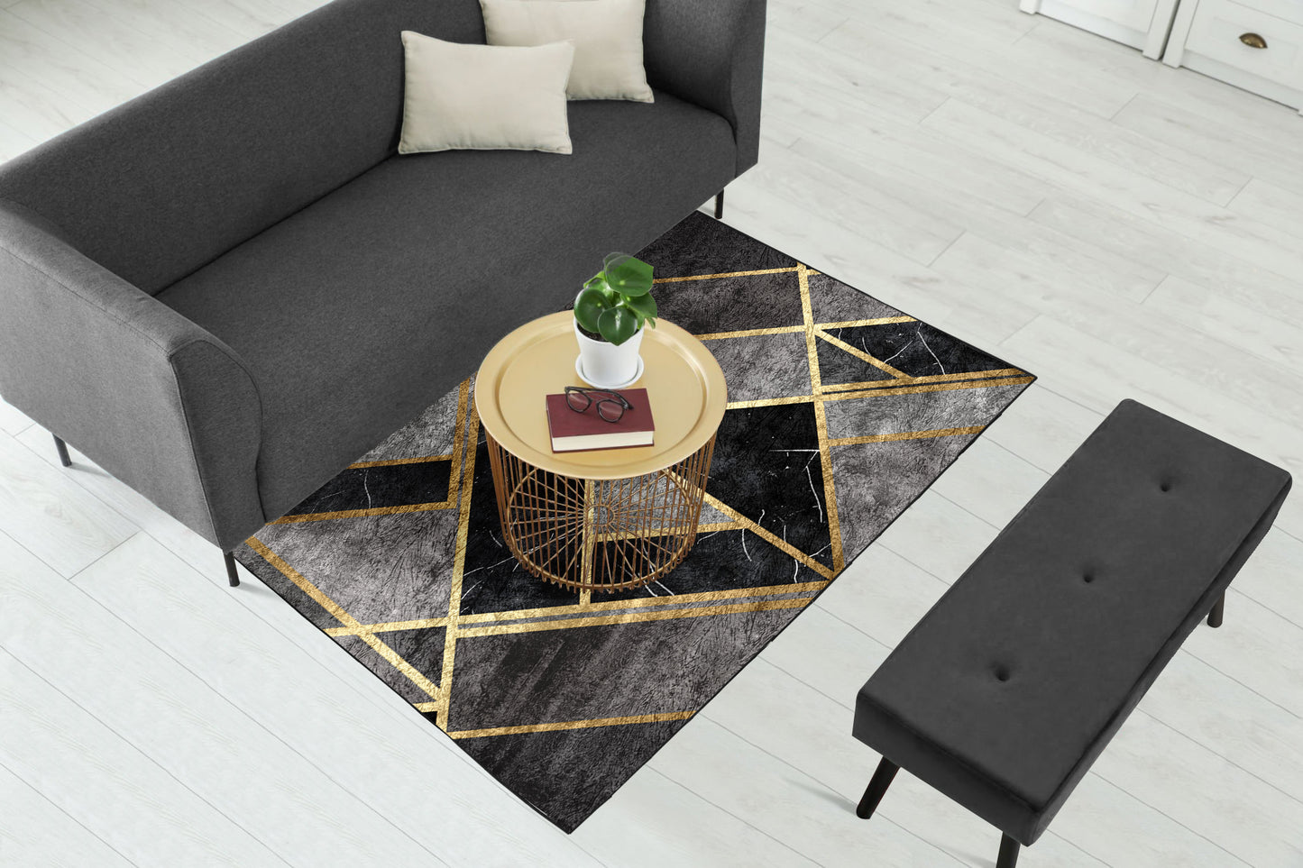 Grey Geometric Centerpiece (Rug)