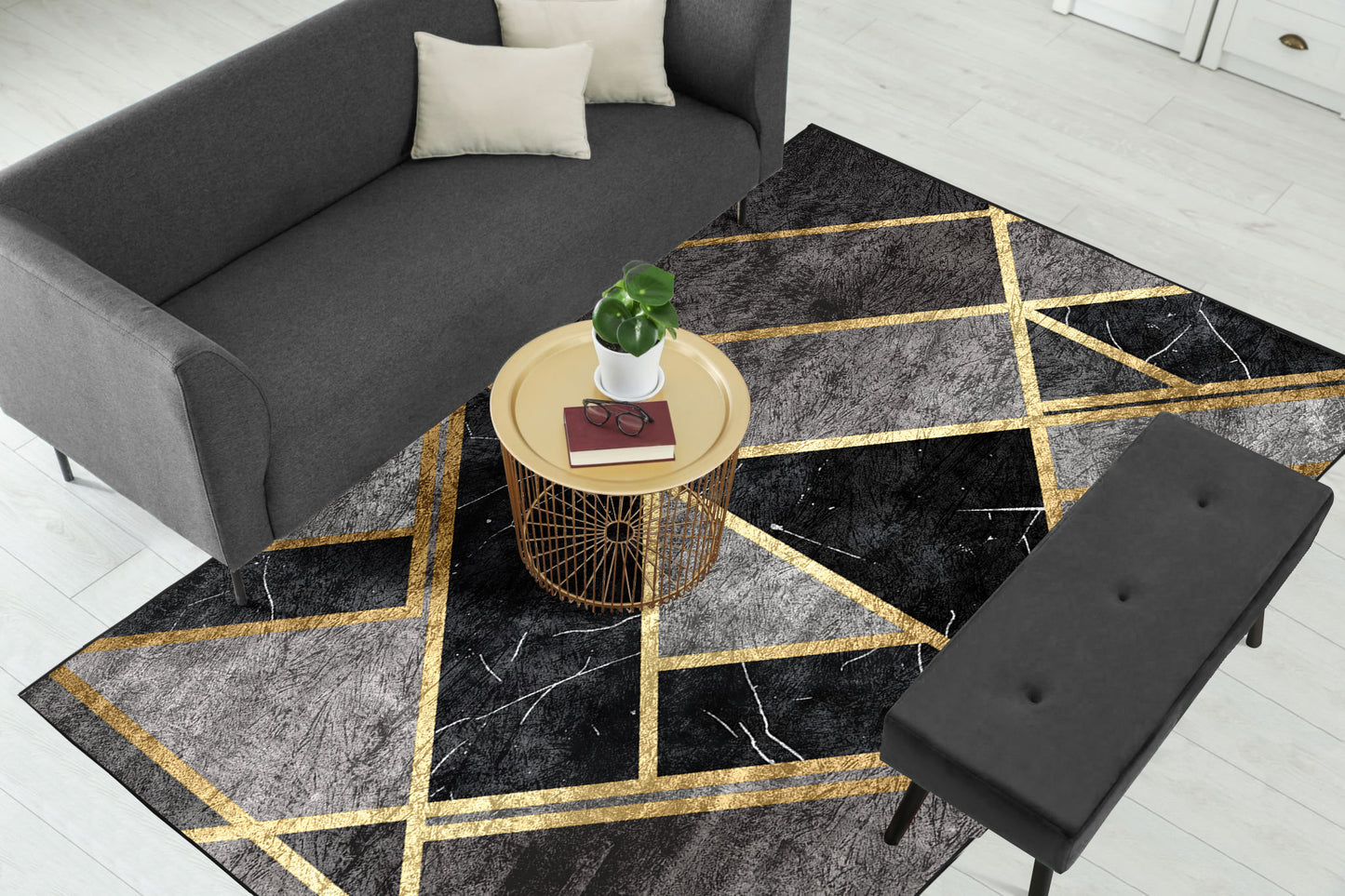 Grey Geometric Centerpiece (Rug)