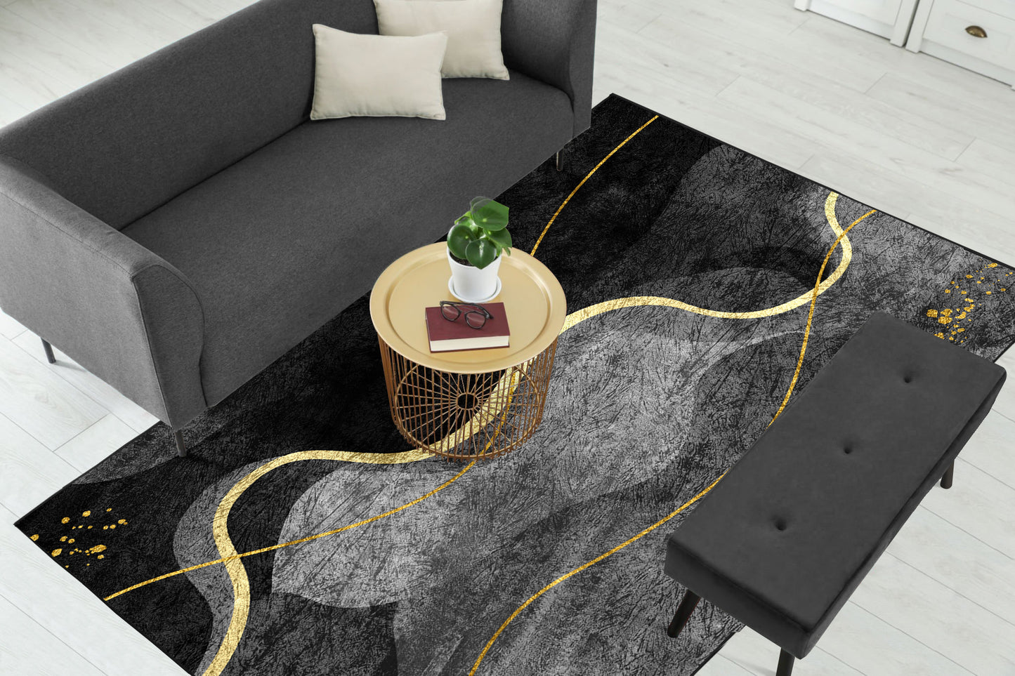 Shades of Grey Wavy Centerpiece (Rug)