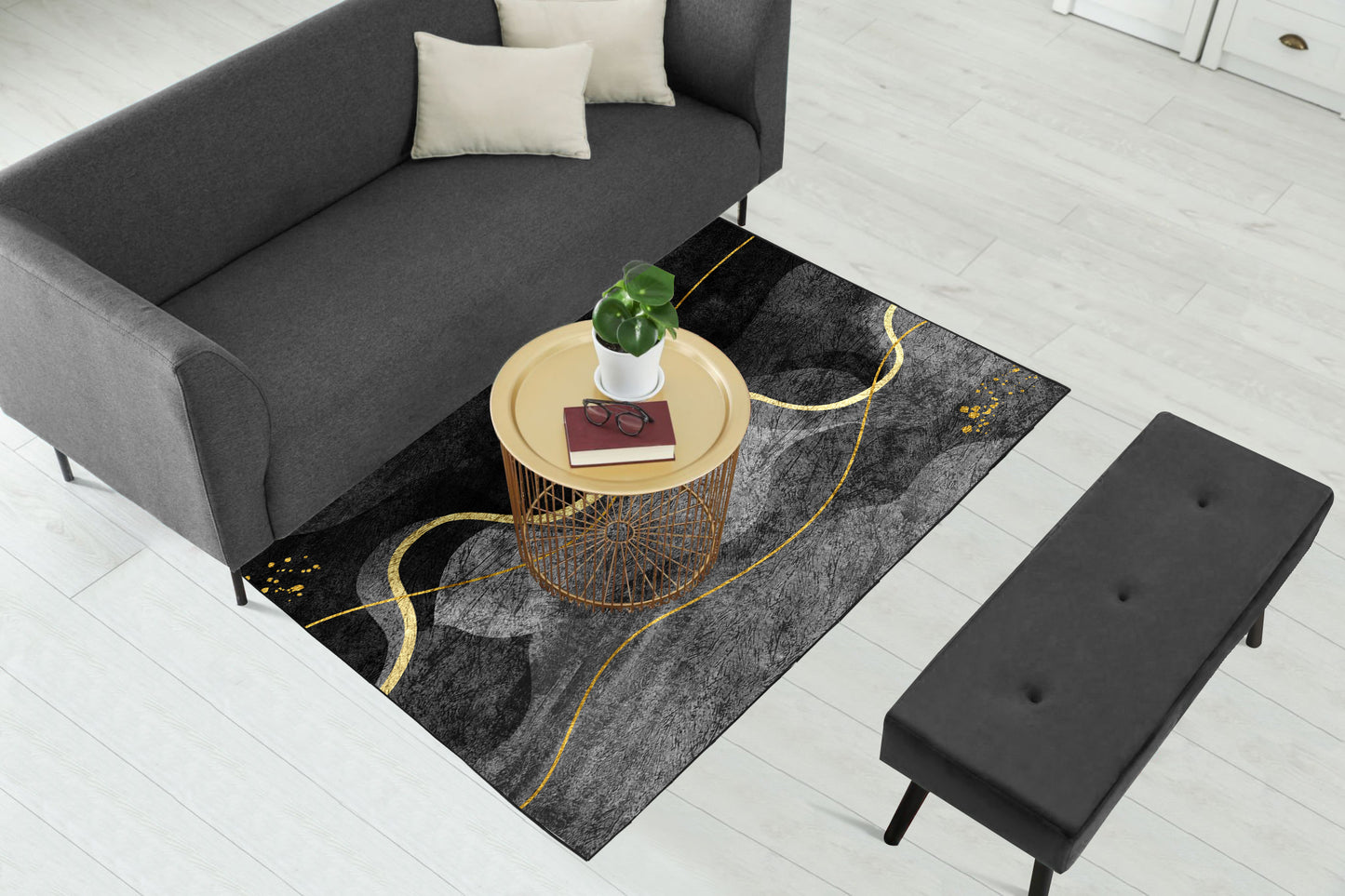 Shades of Grey Wavy Centerpiece (Rug)