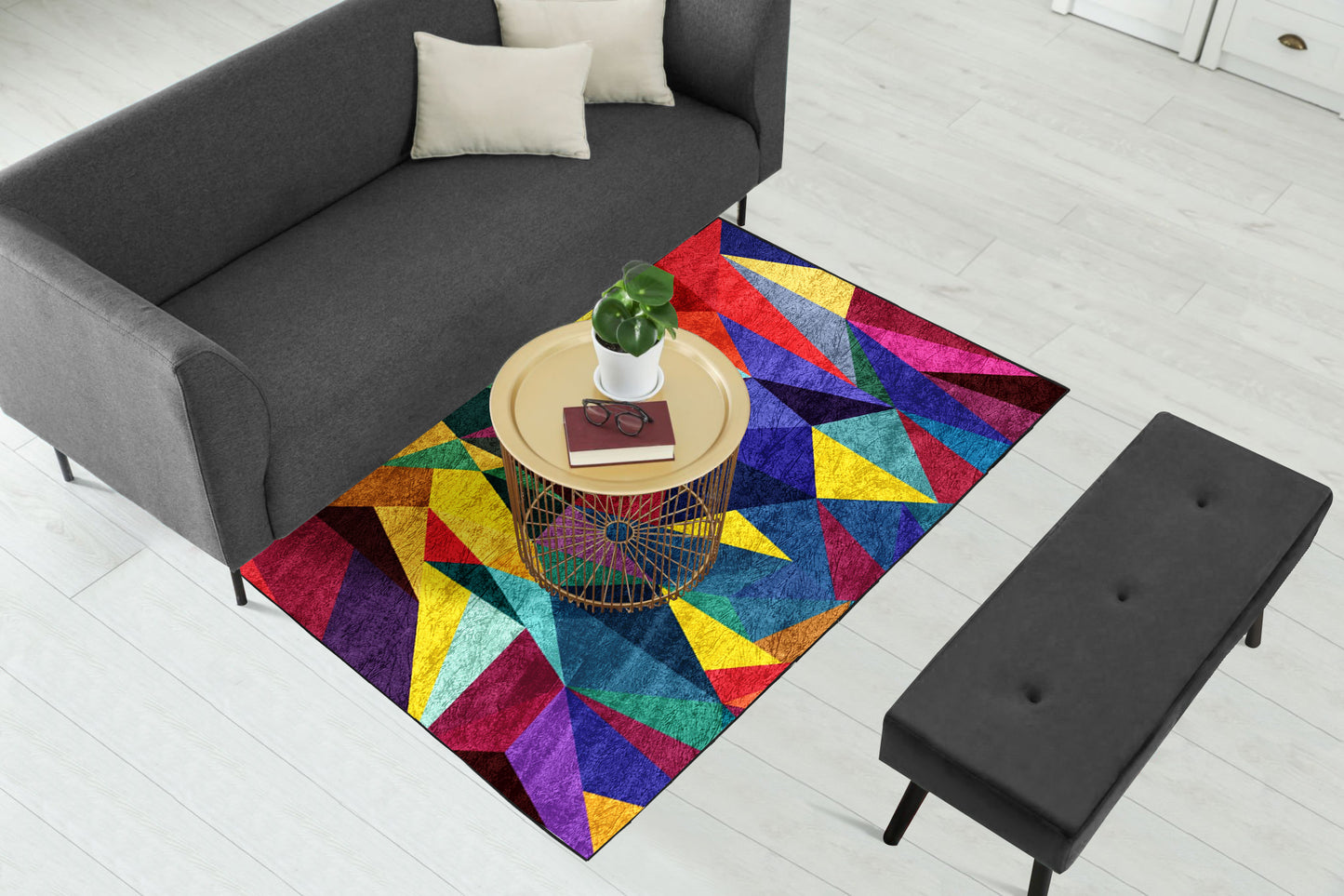 Colorful Triangle Geometric Centerpiece (Rug)