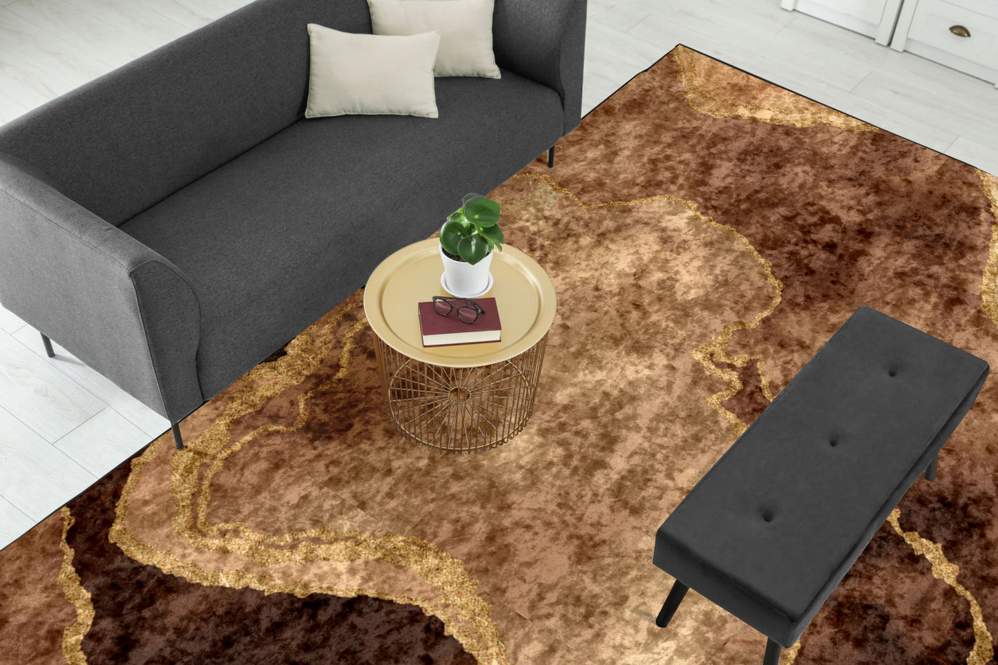 Copper Gold Abstract Centerpiece (Rug)