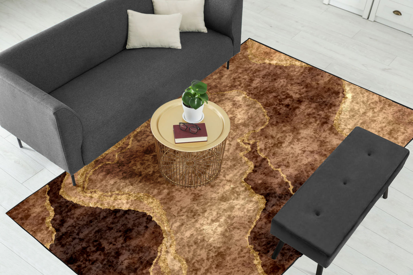 Copper Gold Abstract Centerpiece (Rug)