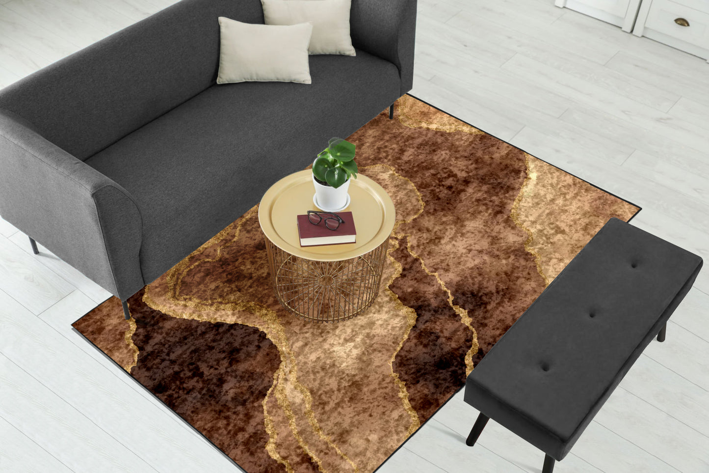 Copper Gold Abstract Centerpiece (Rug)
