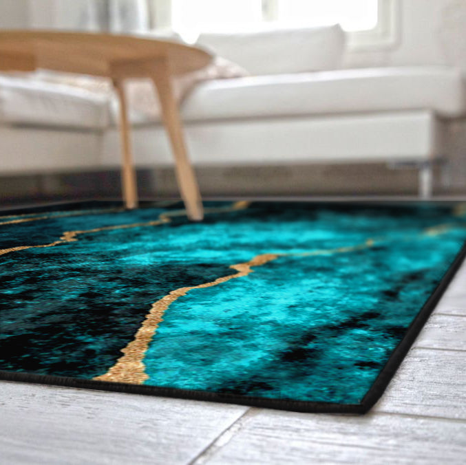 Teal Blue Gold Centerpiece (Rug)