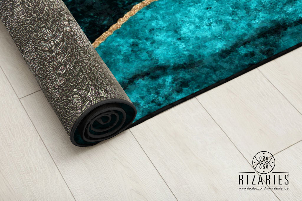 Teal Blue Gold Centerpiece (Rug)