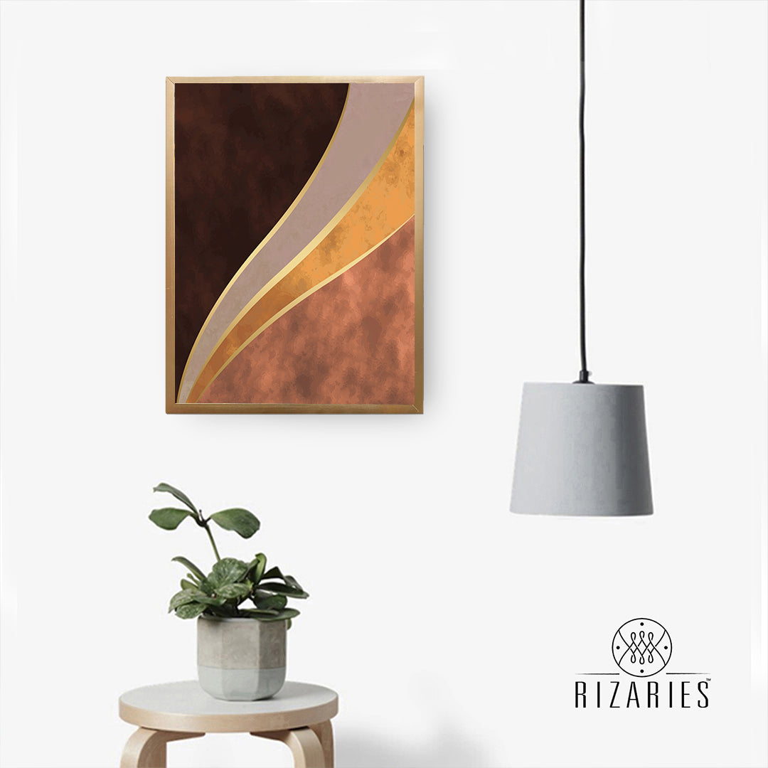 Beige Brown Geo Canvas Painting