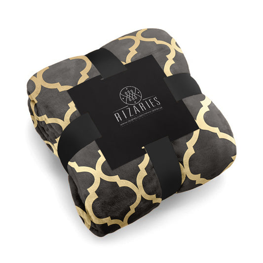 Soft Grey Quatrefoil Sofa Blanket Throw