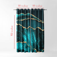 Thumbnail for Teal Gold Abstract Curtains