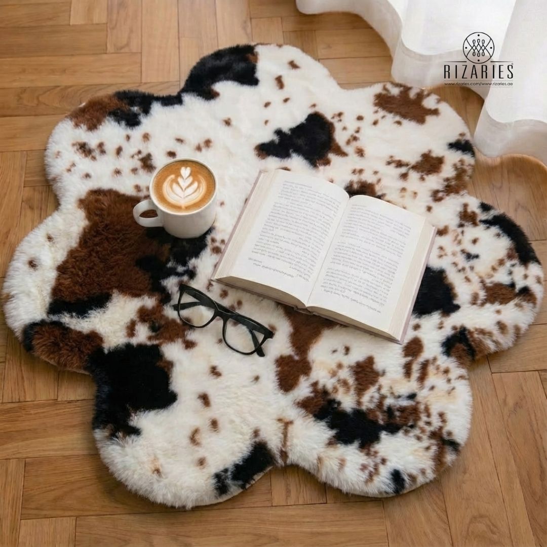 SuperSoft Cow Skin Imitation Fur Flower Mat