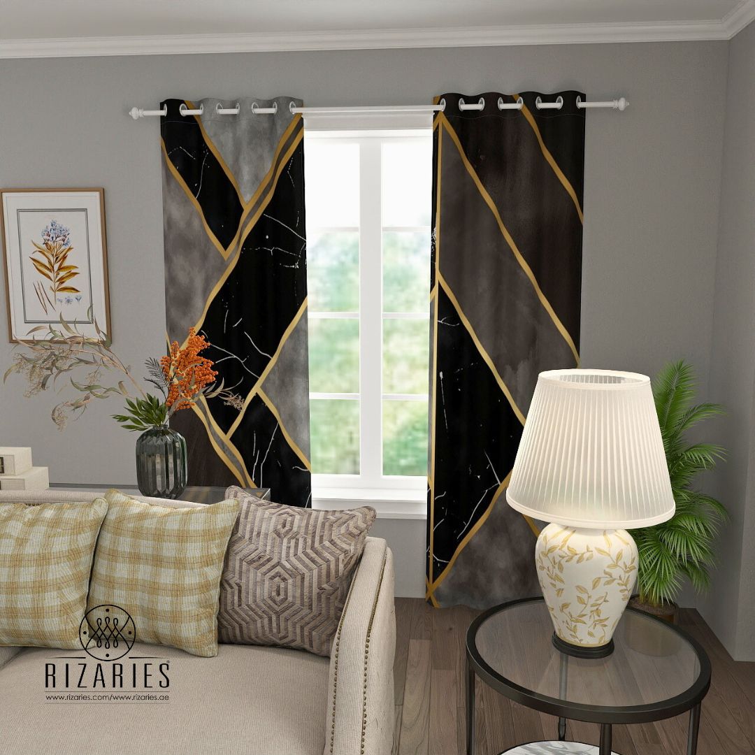 Grey Geomertic Curtains