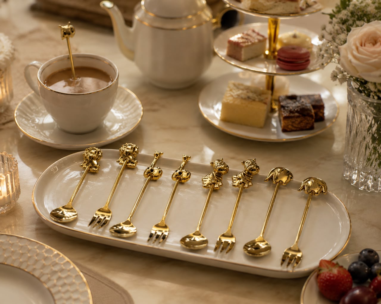Royal Gold Tea Spoon & Fork 8 Pcs Set