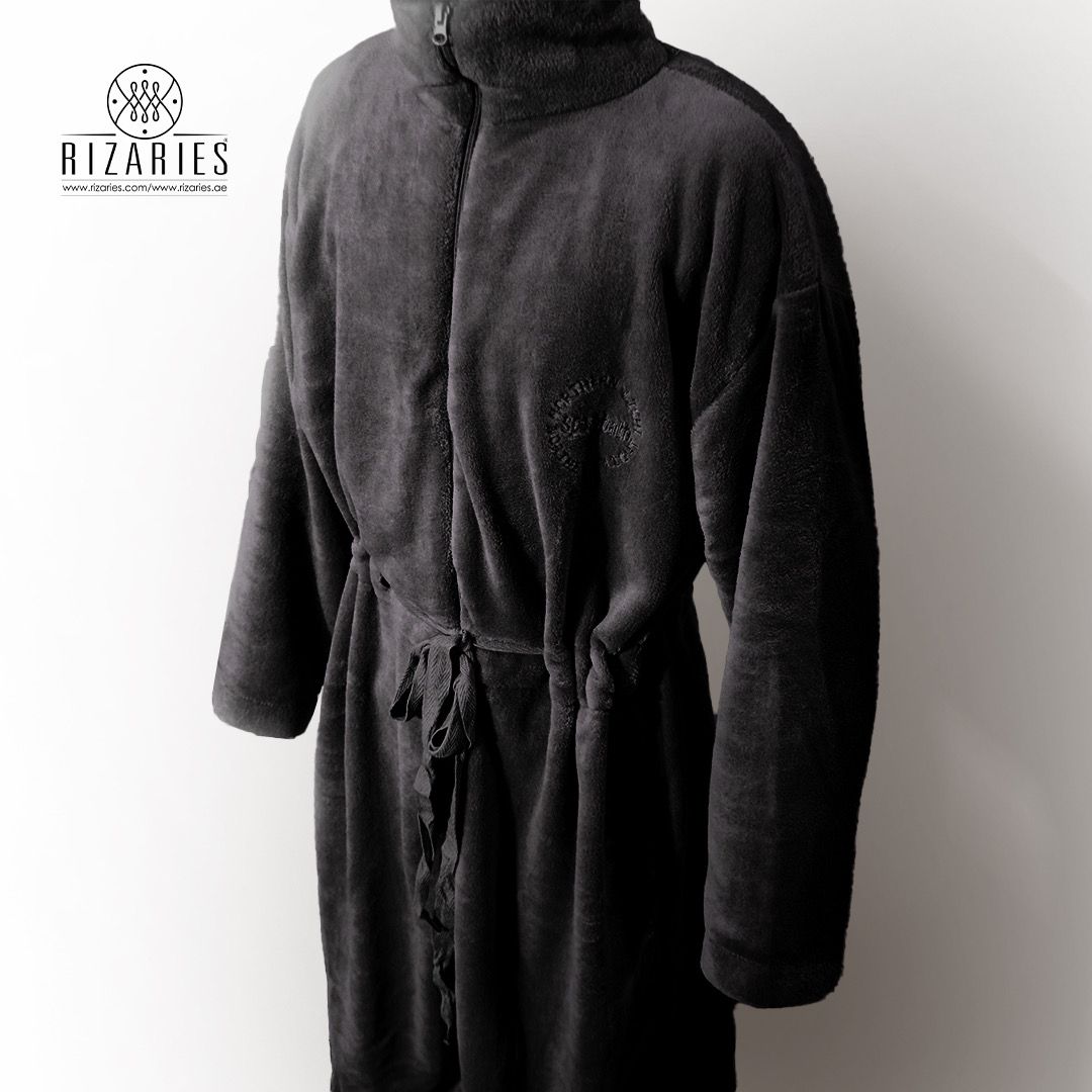 Soft Coral Fleece Zipper Bathrobe