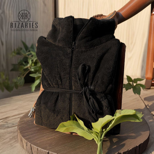 Soft Coral Fleece Zipper Bathrobe