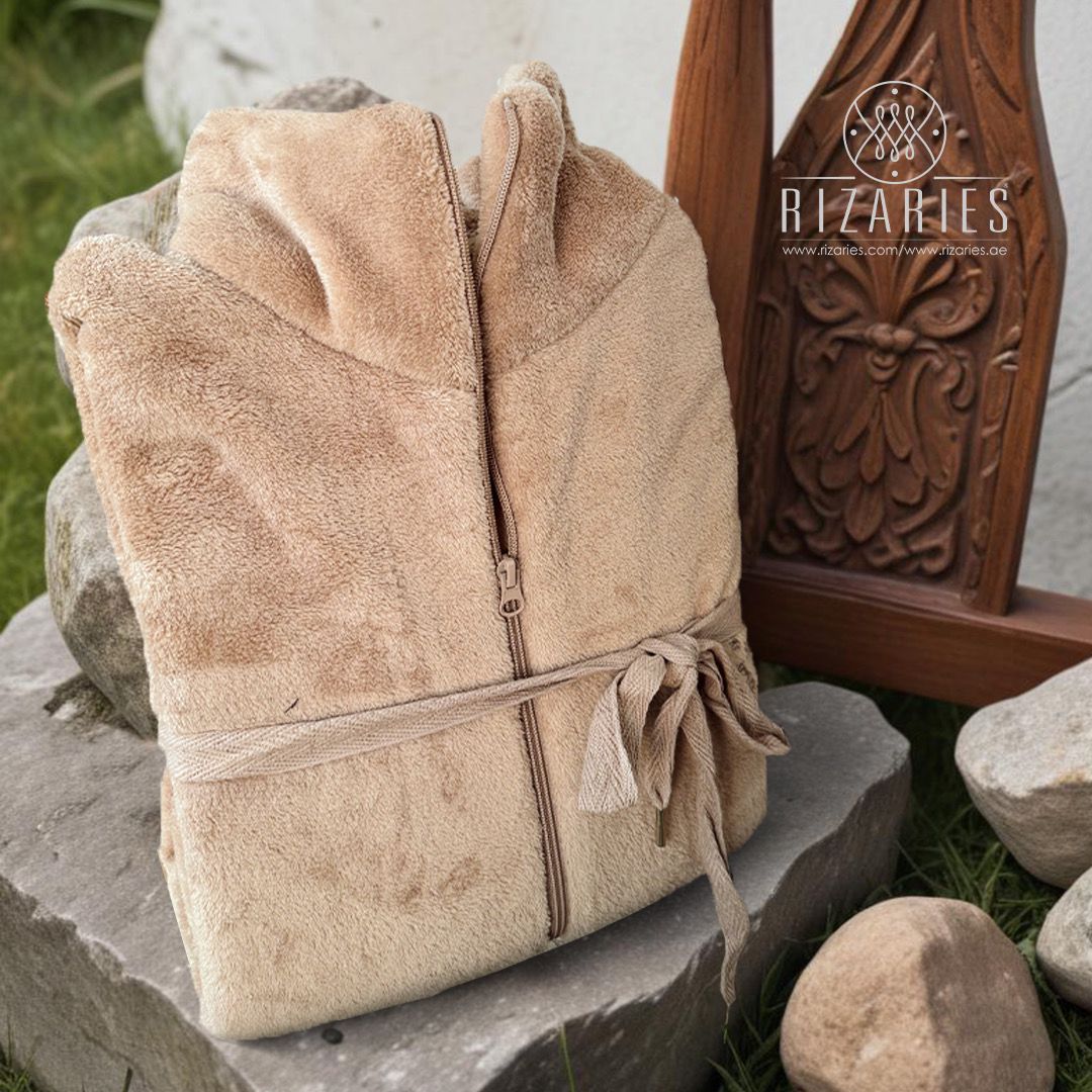Soft Coral Fleece Zipper Bathrobe