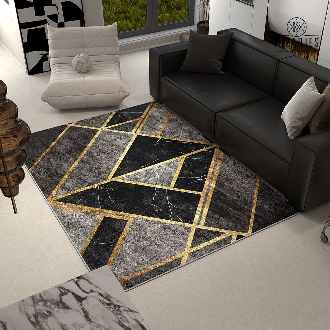 Grey Geometric Centerpiece (Rug)