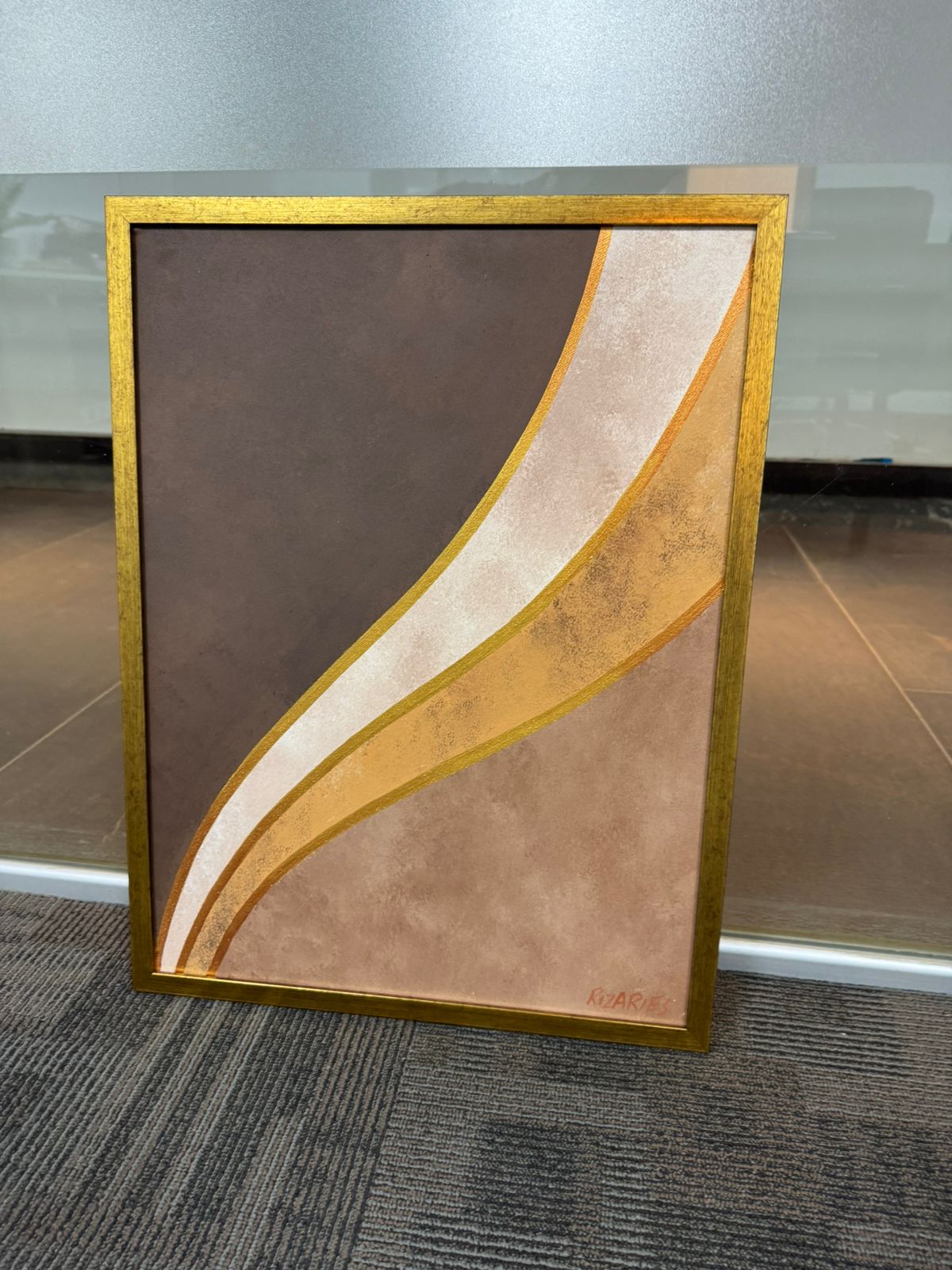Beige Brown Geo Canvas Painting