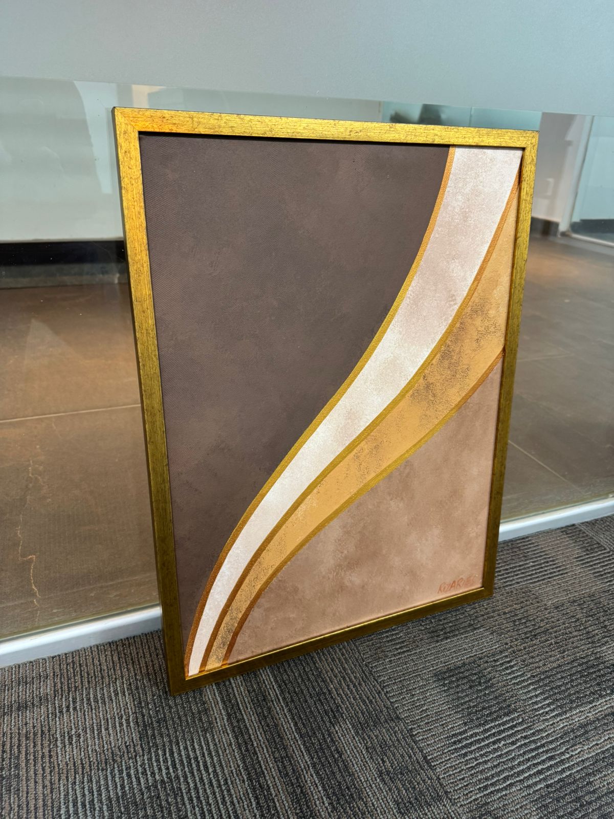 Beige Brown Geo Canvas Painting