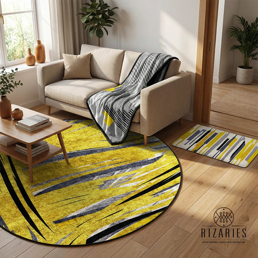Yellow Abstract Cozy Living Set