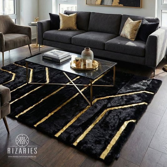 SuperSoft Plain Fur with Gold Centerpiece (Rug)