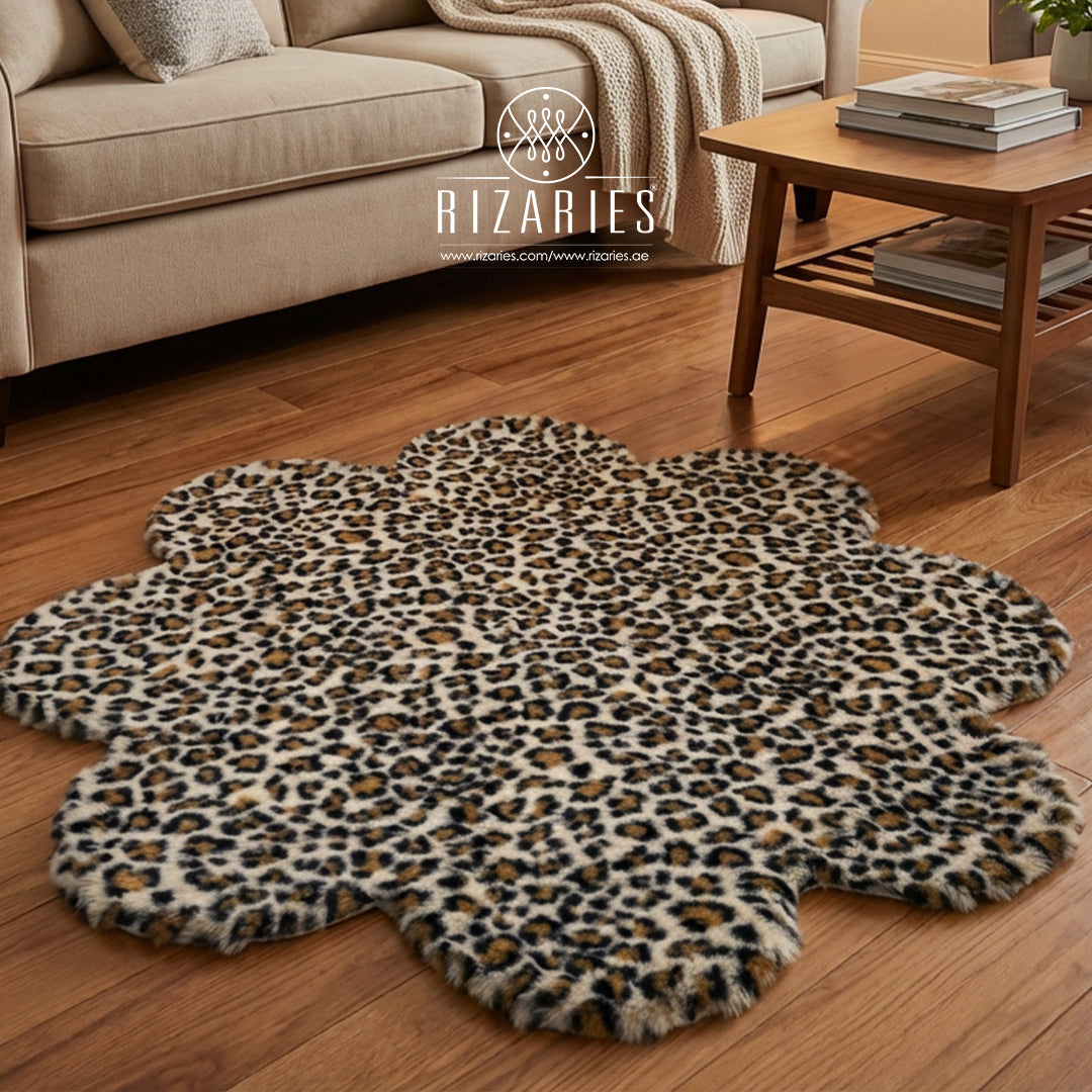 SuperSoft Leopard Skin Imitation Fur Flower Mat