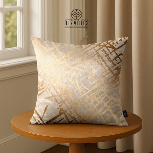 SuperSoft Beige Gold Lines Abstract