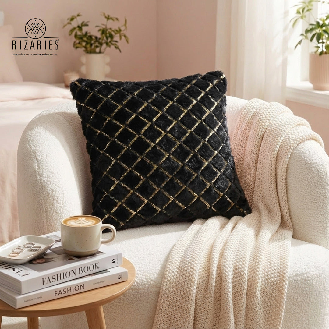 Supersoft Black Diamond Fur Throw Pillow