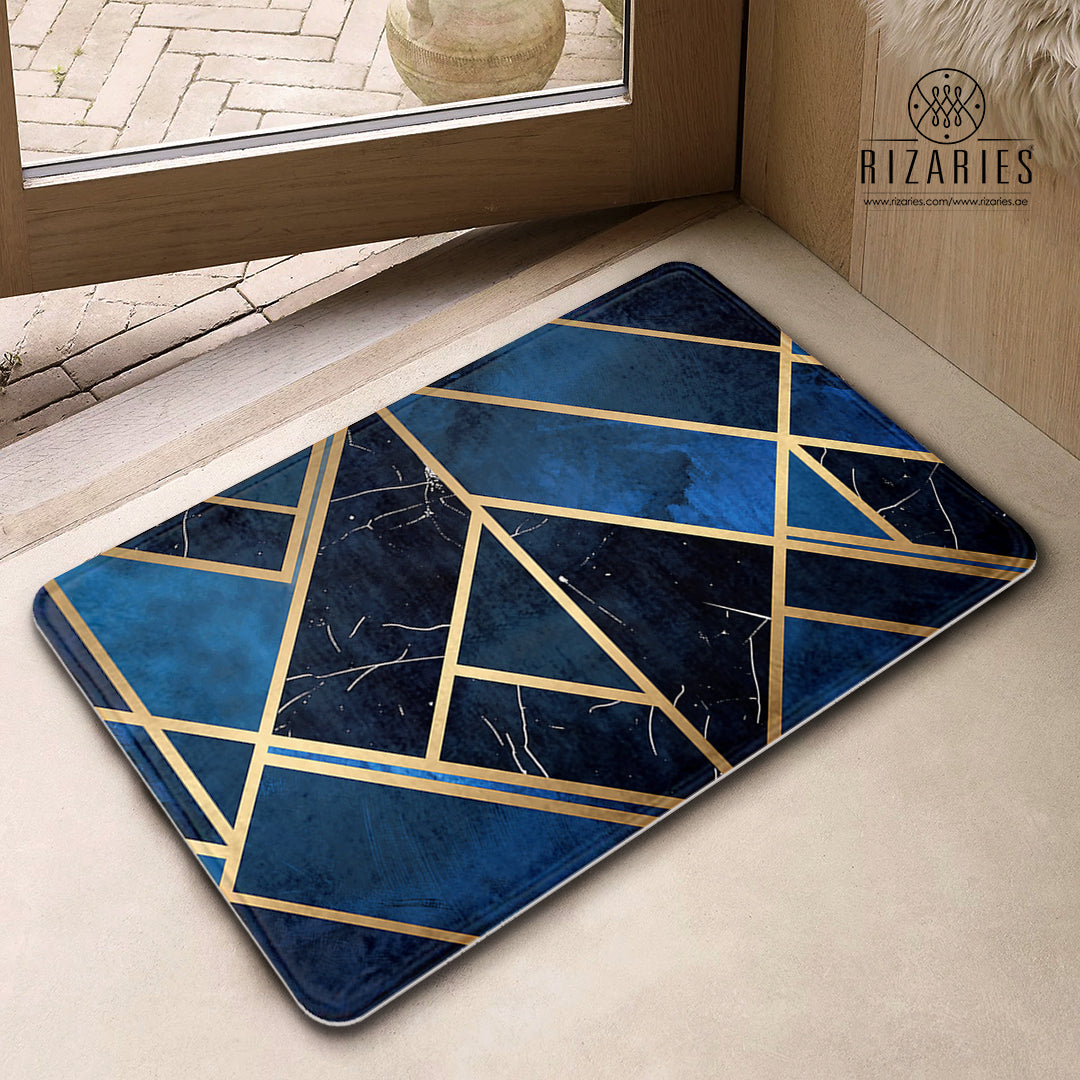 SuperSoft Blue Geometric Door Mat