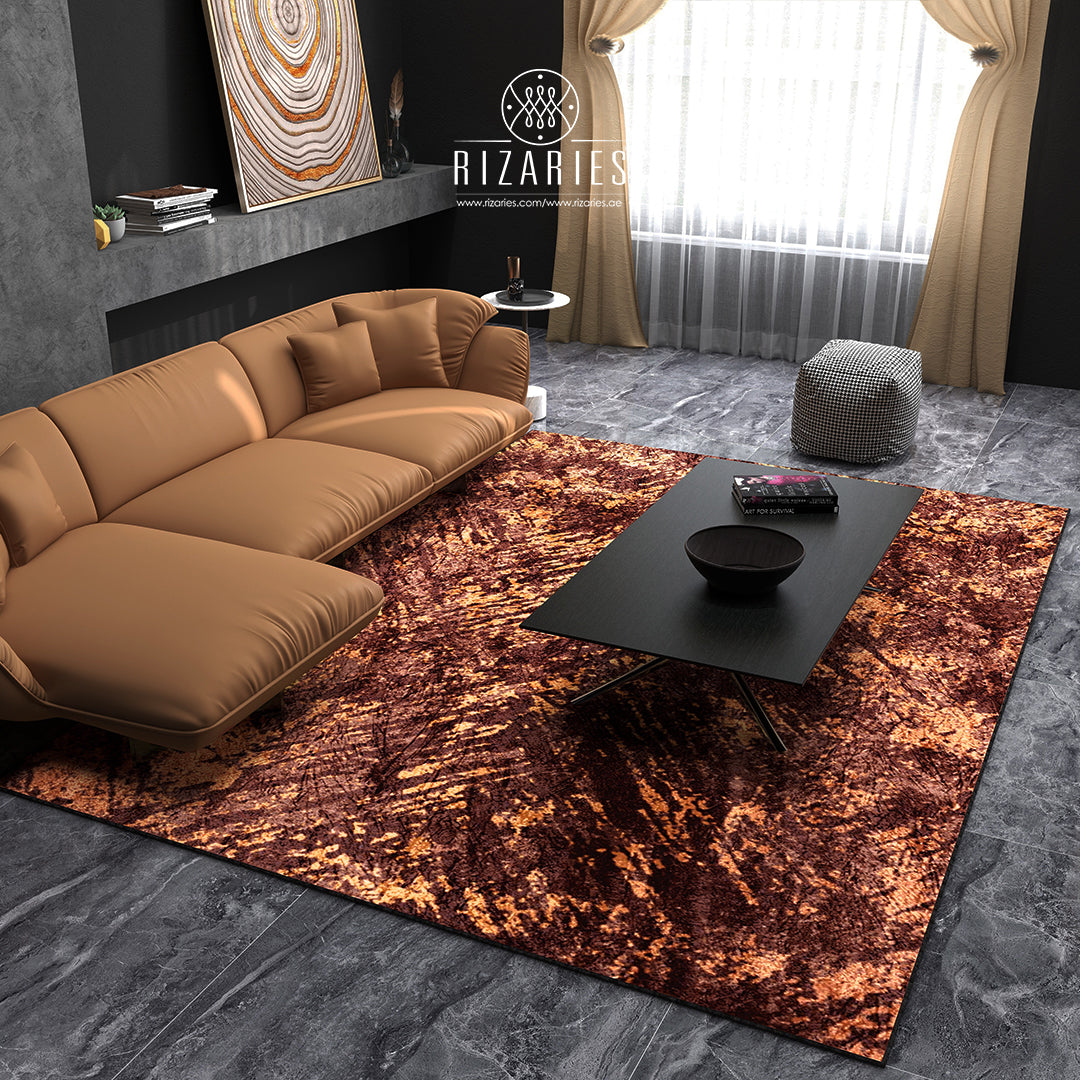 Brown Gold Abstract Centerpiece (Rug)