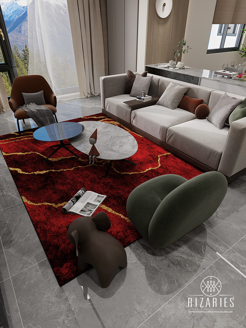 Burgundy Abstract Centerpiece (Rug)
